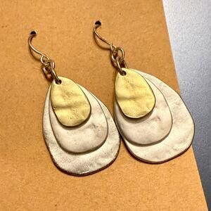Mixed Metal Artisan Layered Drop Earrings